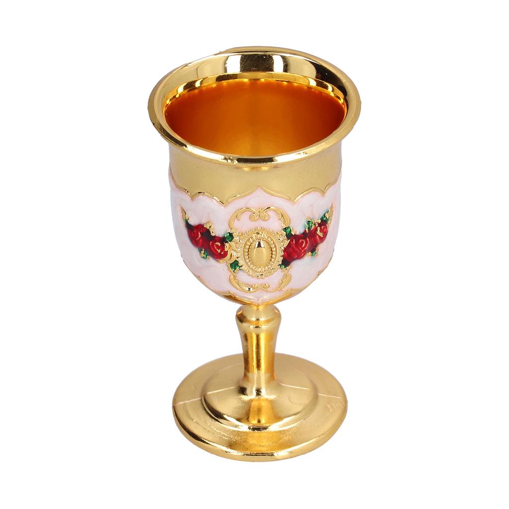 2pcs Metal Goblets Exquisite Painted Flower Pattern Vintage Court E Glass for Bar Drinkware Gift