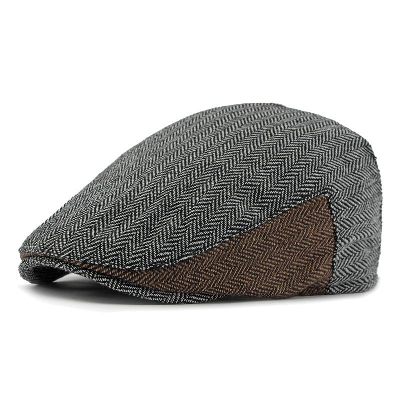 Hat Stitching Beret Men British Forward Cap Large Size Cap Women Peaked Cap