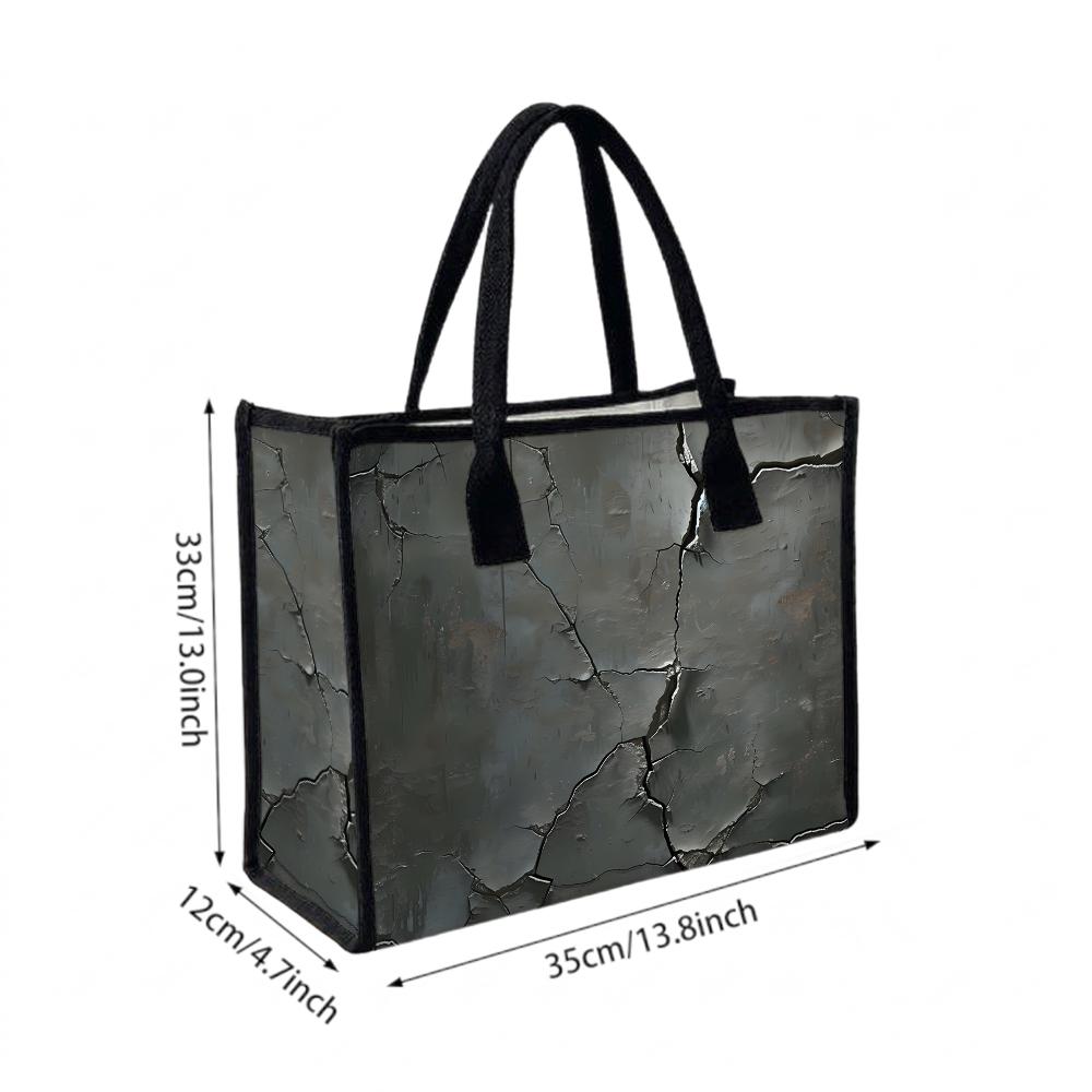 Cracked Pattern Large Tote Bag for Daily Shopping Commute Versatile Casual Durable Handbag