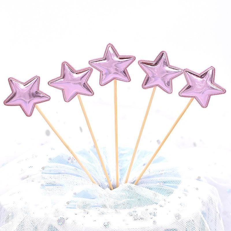 Peach Heart, Star, Snowflake, and Crown Cake Decoration Toppers for Birthdays