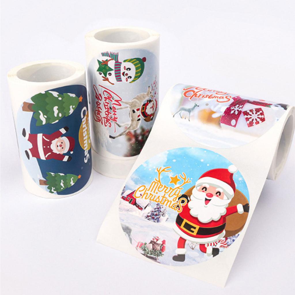 100 PCS Christmas Wrapping Labels Self-adhesive Sealing Labels Christmas Gift Wrap Stickers Christmas Party Supplies