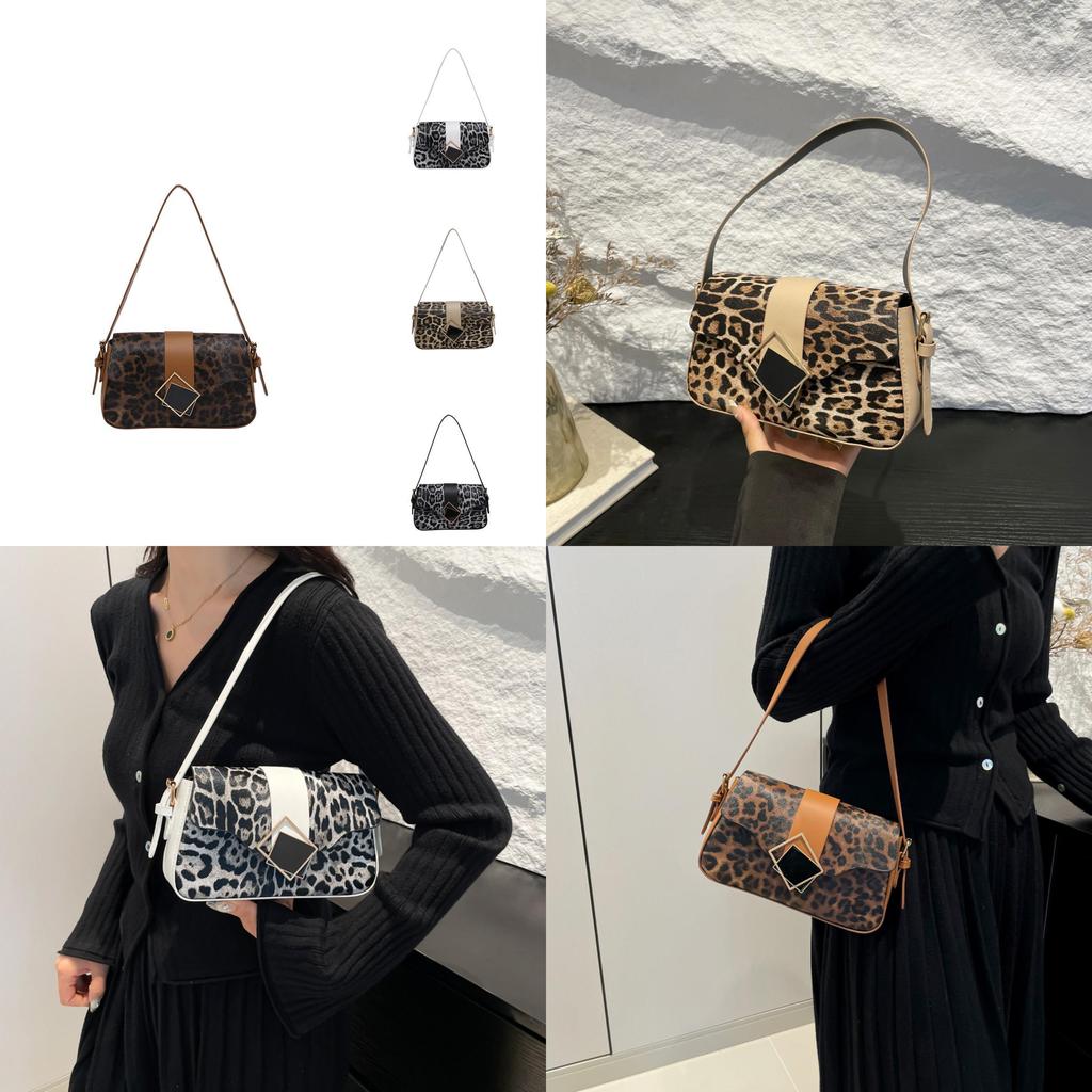 Fashionable Pu Leopard Print Handbag For Women In Elegant Black White Khaki Brown Shades