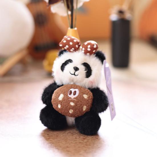 Doll Pendant Keychain Cartoon Panda Shape Plush Doll Key Holder Lightweight Keychain Decorative Bag Accessory