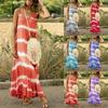 Womens Casual Sleeveless Gradient Tie- Striped V Neck Loose Maxi Dress(S-5XL)