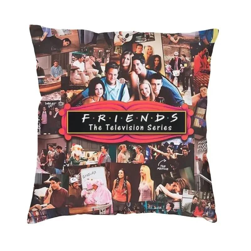 Friends Charaktere Klassisches Poster Kissenbezug TV-Show Samt Niedlicher Kissenbezug für Sofa Doppelseitiger Druck Kissen