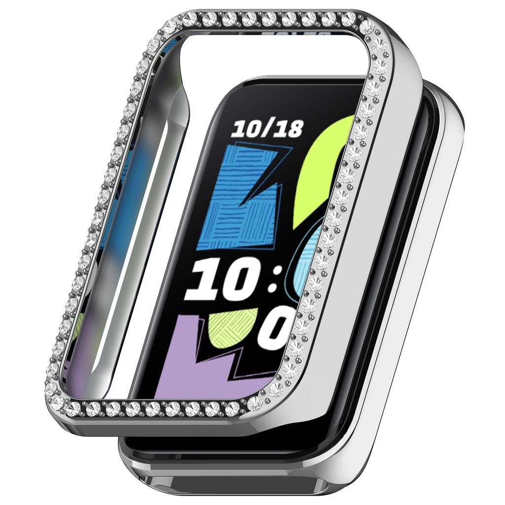 For Honor Band 10 Watch Case Rhinestone Decor Hollow Electroplating PC Watch Cover