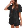 Women's Loose Casual Solid Color Short Sleeve Top Loose Shorts Set