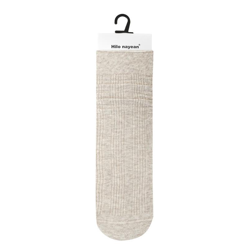 Female Spring and Summer Pure Color Breathable Sweat Absorbing Deodorant Boneless Tube Stack Cotton Socks