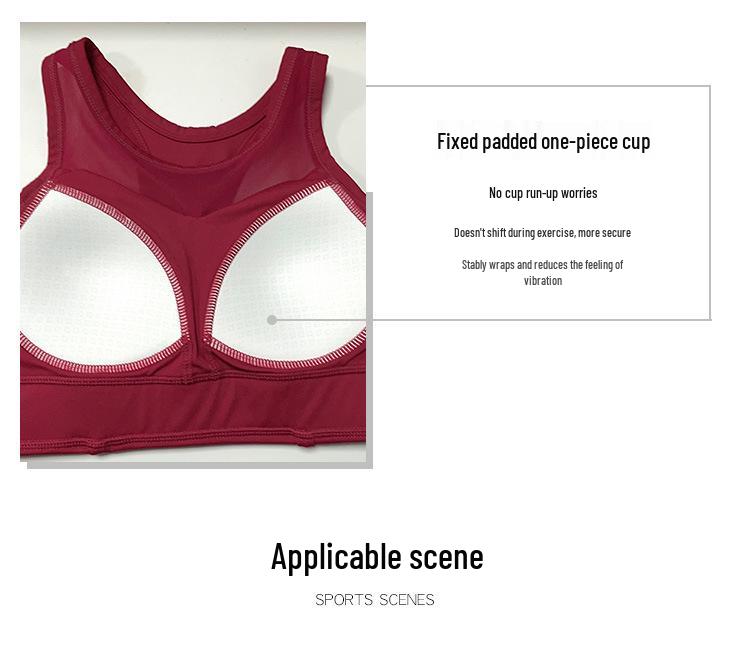Plus Size Mesh Stitching Sports Bra - Shockproof Women's Running and Yoga Bra with Beautiful Back Design