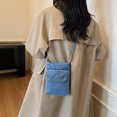Borsa di Jeans Vintage Borsa a Spalla da Donna Piccola Borsa per Cellulare