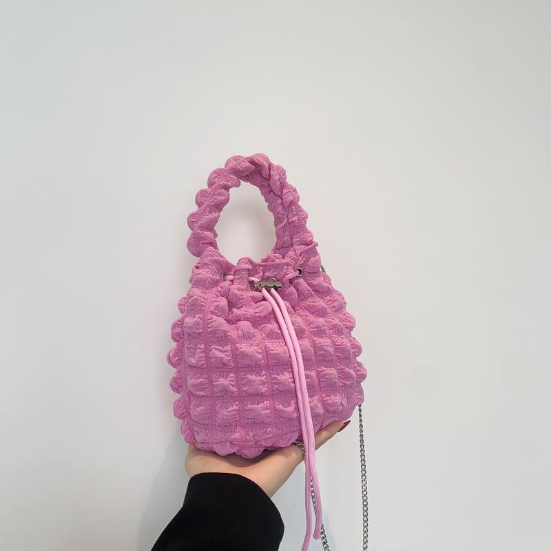 Cute Fresh Bubble Bag Fashionable New Style Pleated One Shoulder Crossbody Bag Personality Ins Bucket Women