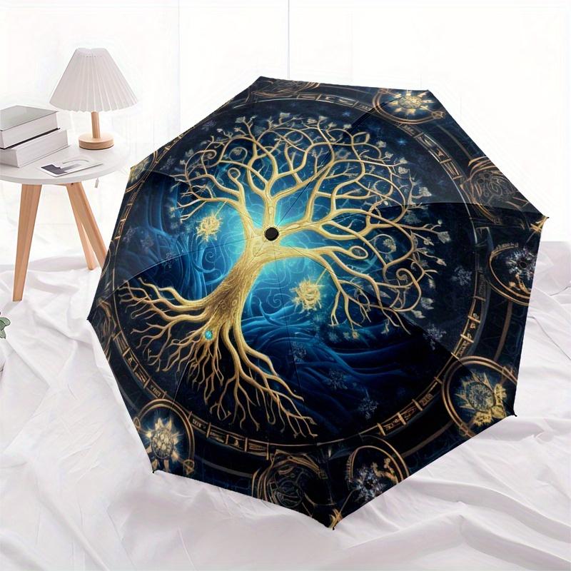 "Enchanted Tree of Life Wall Art: Mystical Decor for Your Space"Umbrella, Portable 3-Fold Compact Umbrella for Men & Women ES6