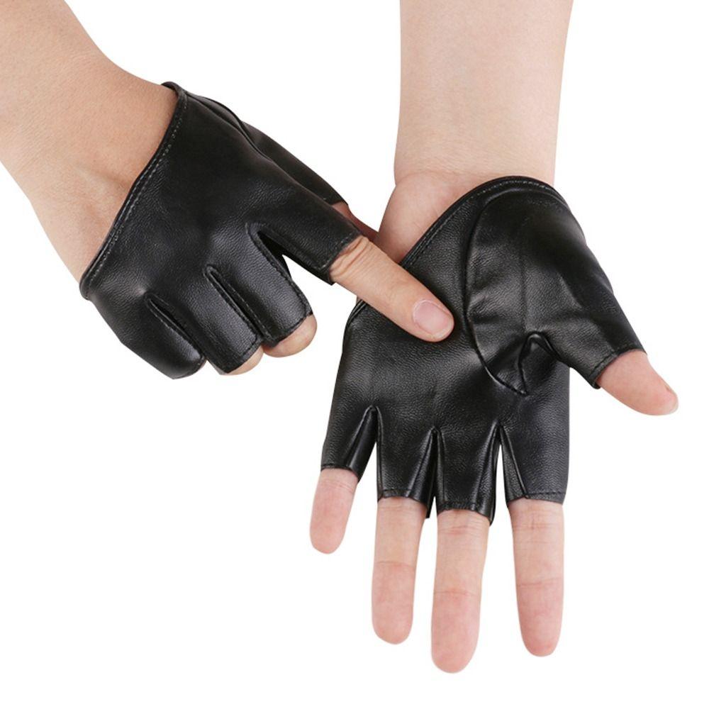 Dance Mittens Women Men PU Leather Gloves Ladys Driving Dress Cosplay  Mittens Five Finger Gloves