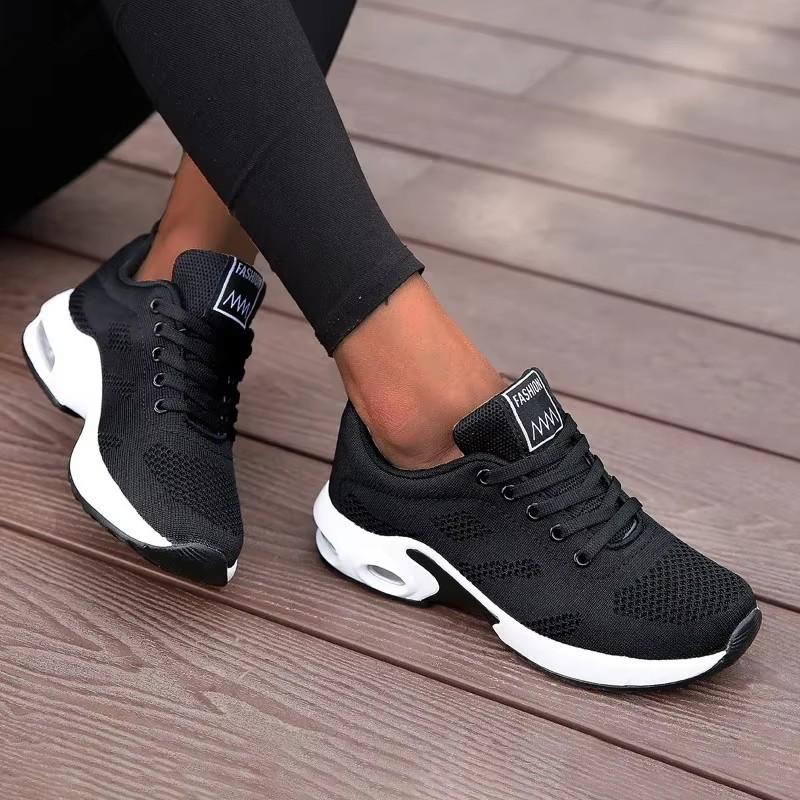 Women'S Durable Mesh Shoes With Trendy Fabric Design Comfortable Breathable Lightweight Outdoor Walking And Running Sports Shoes
