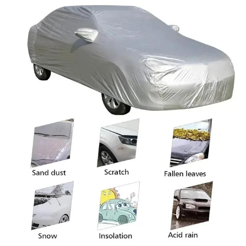 Funda Universal para Coche Completo Impermeable Antipolvo para Todas las Estaciones Recubrimiento de Película PE con Parasol Protector de Aluminio Reflejo de Rayos UV