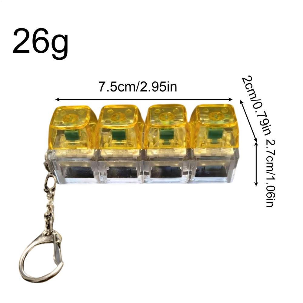 Keyboard Fidget Keychain Transparent Portable Realistic Clicker Fidget Toy for Adults Kids Boy Family Travel Backpack Offices