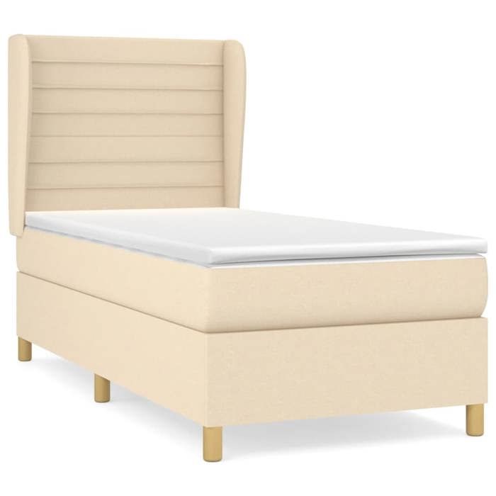 Maison Exclusive - Sommier à lattes de lit et matelas Crème 90x190 cm Tissu