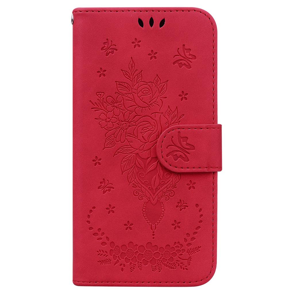 For Xiaomi Redmi 11A 4G/Redmi 12C 4G Leather Phone Case Stand Wallet Rose Butterfly Imprinted Flip Cover