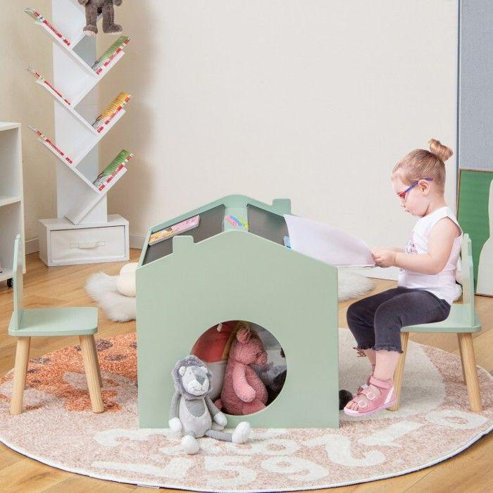 Maison d'activités multifonction - GINGER HOME - Table avec 2 chaises - Tableau noir - Design Montessori