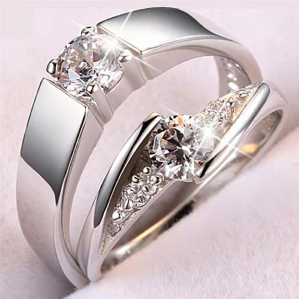 

1 пара регулируемых хрустальных колец с медным покрытием и серебром, обручальные украшения с открытым пальцем для мужчин и женщин, подарок, оптовая продажа, дропшиппинг