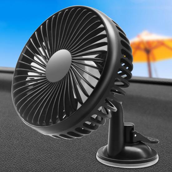 Univerzální 12V/24V přísavkový jednohlavý ventilátor do auta se třemi rychlostmi větru a USB