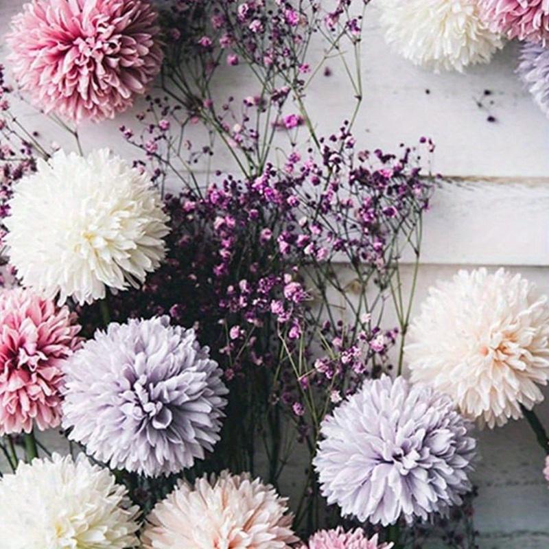 Artificial Chrysanthemum Ball Flowers Dandelion Hydrangea Arrangement Bouquet Present for Friends Bridal Wedding Bouquet Decor for
