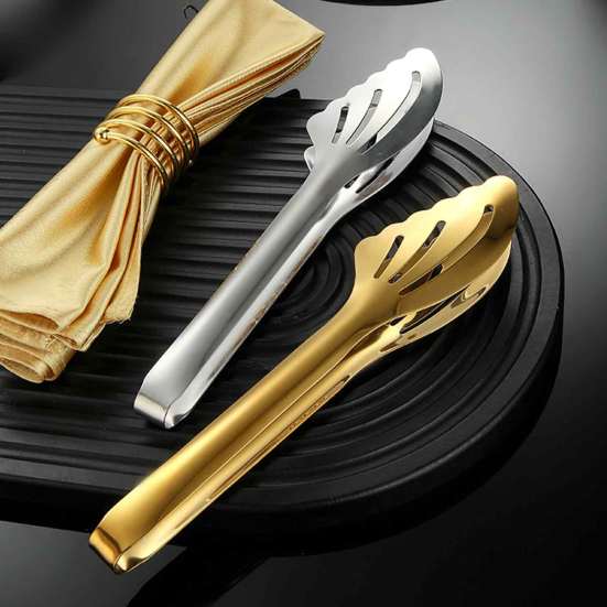 Stainless Steel Cooking Tongs Kitchen Tongs, Buffet Food Serving with Non-Slip Grip, Pastry for Baking Hollow Out Grill Cooking, Serving, BBQ,