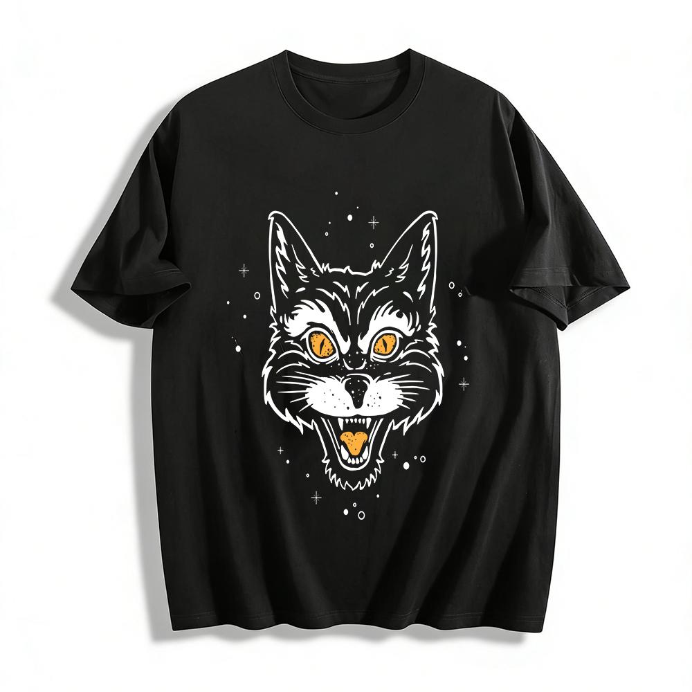 Minimalist Cute Animal Face Print Casual T-Shirt Pure cotton T-shirt XXS