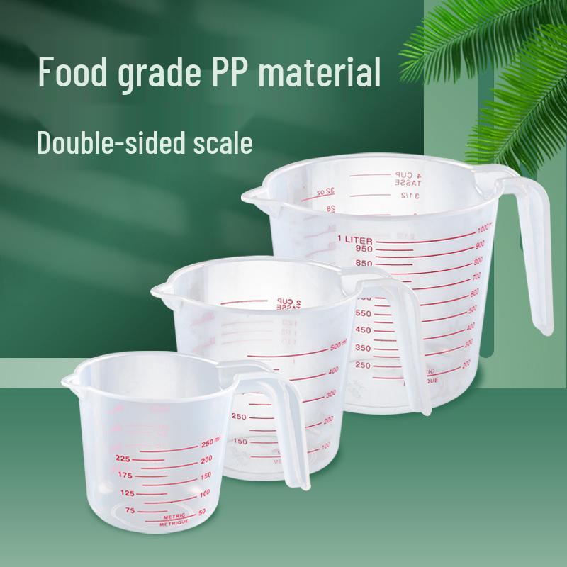 Food Grade Thickened Plastic Measuring Cup with Handle and Transparent Scale - Ideal for Baking and Cold Water (ml measurement)