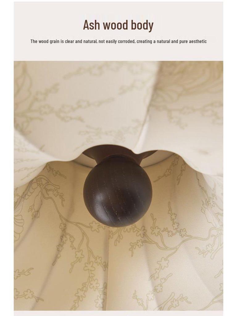 French Mid-Century Wabi-Sabi Ceiling Light: Retro South Seas Fabric Print for Bedroom & Study