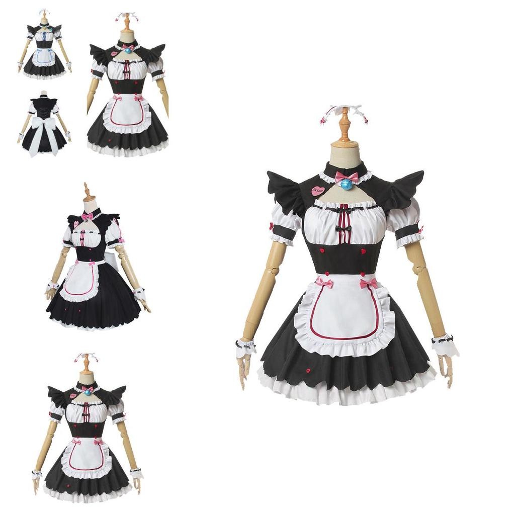 Nekopara Chocola Vanilla Cat Maid Dress Cosplay Costume Wig Breathable Exquisite Workmanship