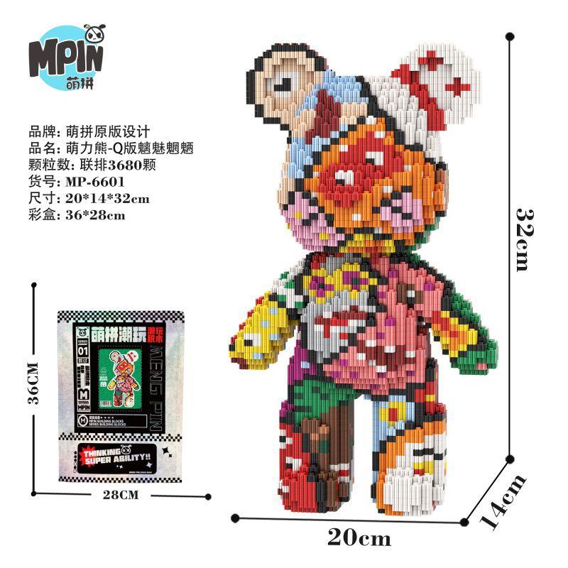 Colorful Bear Mini Brick Half Anatomy Fluid Art Bear Ornament Educational Building Block DIY Assembly Brick for Home Decoration