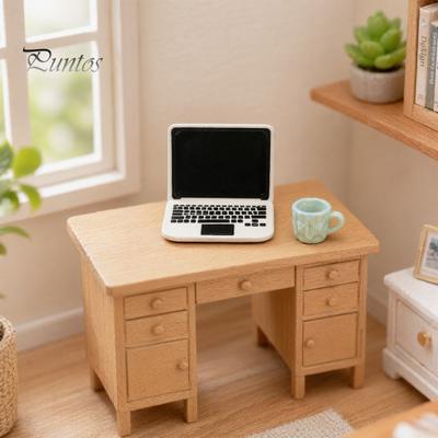 Realistisches Miniatur-Computer-Puppenhaus Mini-Laptop-Modell, Notizbuch-Figur, Requisit Büro Arbeitszimmer Wohnzimmer Dekorationszubehör Modell