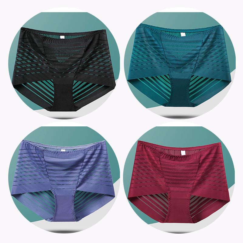 4Pcs/Lot Plus Size Sexy Hollow Ladies Panties High Waist Breathable Summer Women Panties L-4XL