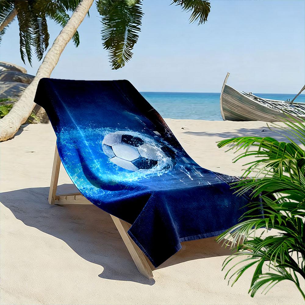 Soaring watery soccer triumph Print beach towel, quick drying, suitable for travel, outdoor sports, jogging, the beach and swimming, gift