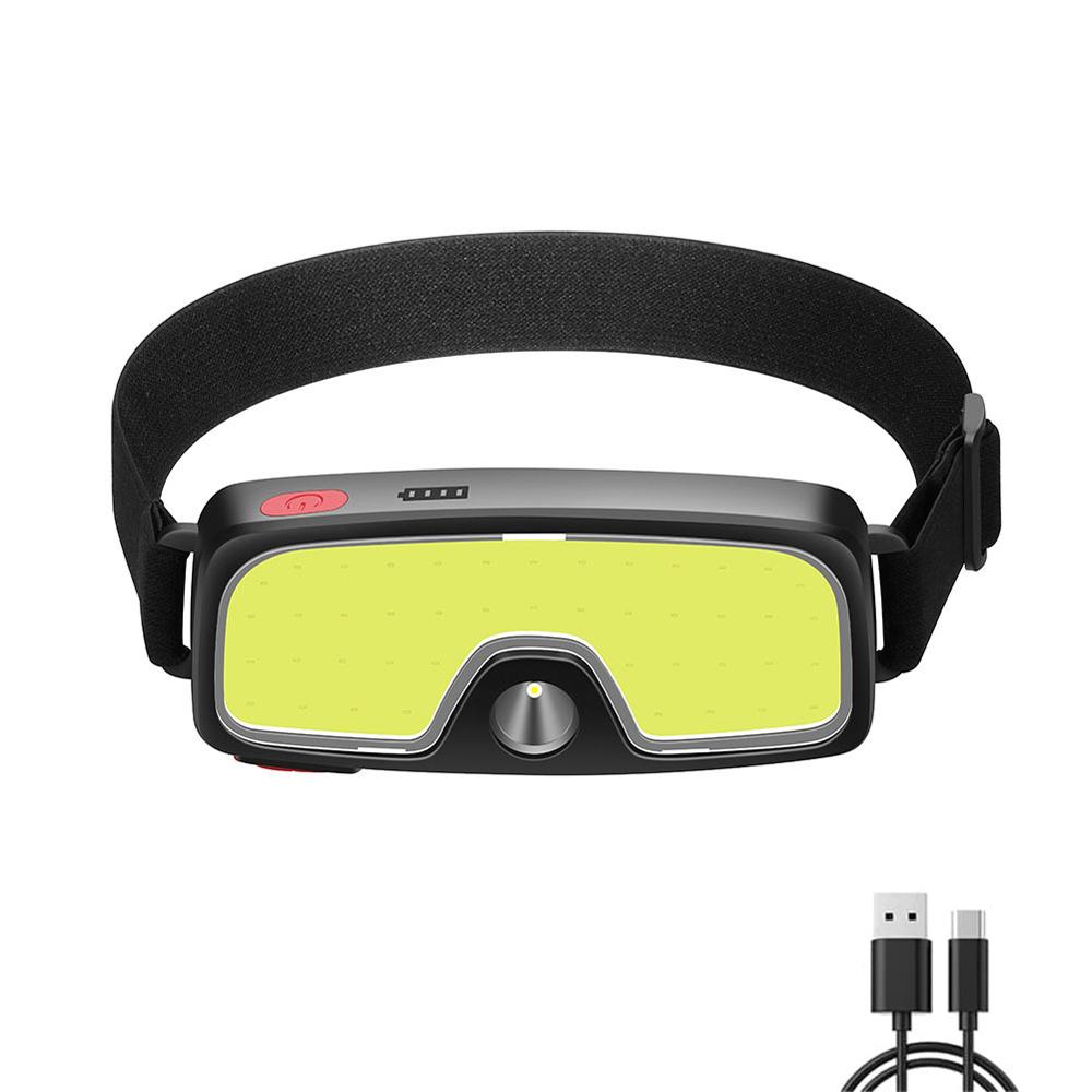 

COB светодиодный налобный фонарь с USB-перезаряжаемым дисплеем, портативный налобный фонарь, встроенный в аккумулятор 18650, походный фонарь для кемпинга