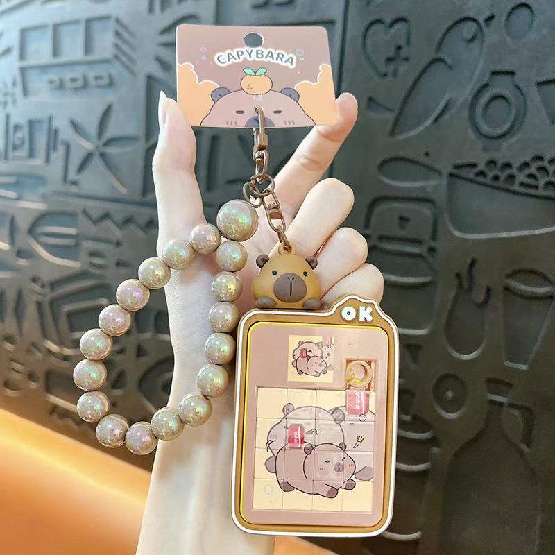 Porte-clés Puzzle Capybara Huarong Road:  Pendentif de Cartable Capybara Mignon et Petit Cadeau