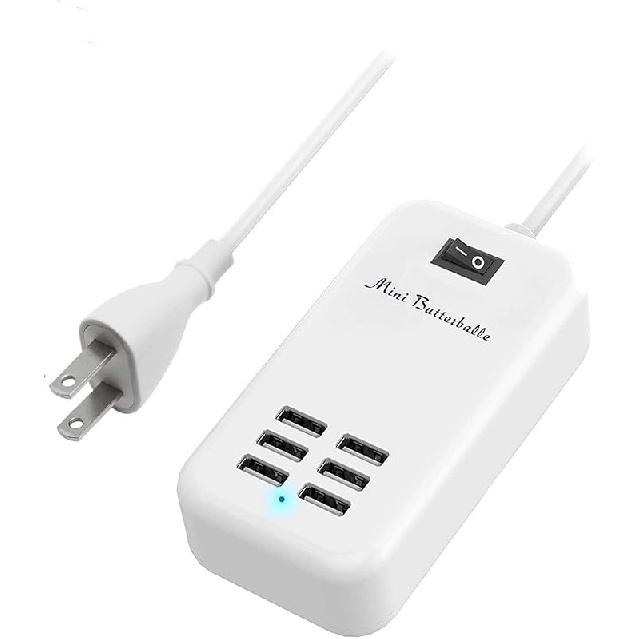 USB Charger Station, 6 Port Desktop Charging Station for Multiple Devices, Wall Power Strip with Switch белый