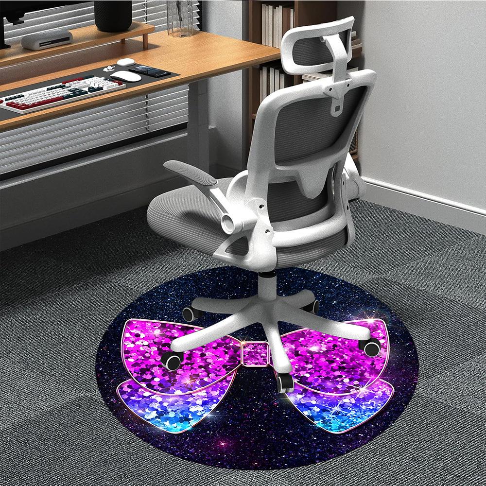 1pc Glitter BowChair Carpet for Office, Indoor Non-Slip Washable Polyester Fiber Carpet, Mat For Office, Machine Washable