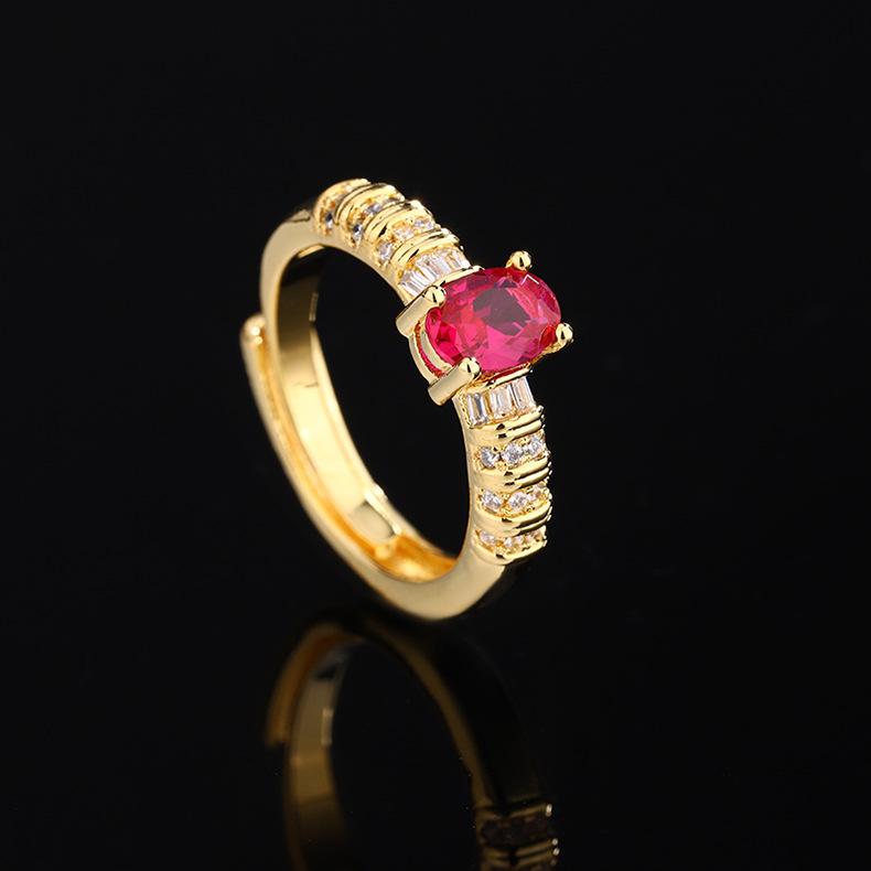 Stylish Red Corundum Encrusted Zircon Shape for Women's High Quality Shiny AAA Necklace Ring Anniversary Set