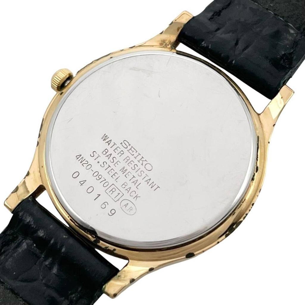 Battery SEIKO SPIRIT Quartz Watch White Dial Leather Band Analog Working/ New 4N20-0970 [af7]