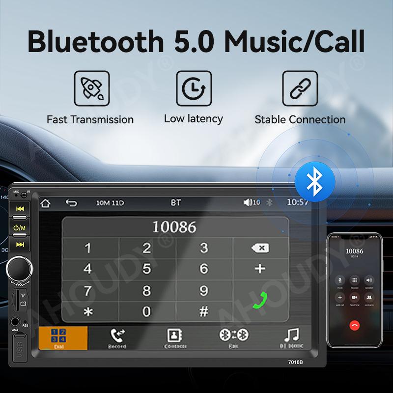 AHOUDY 7" 1 DIN CarPlay Android Auto Universal Auto Stereo Radio Touchscreen MirrorLink Reversing Camera BT
