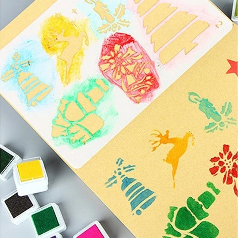 Sello Artesanal DIY Pintura de Pared Plantilla de Flores Scrapbooking Repujado Navidad Plantillas Huecas