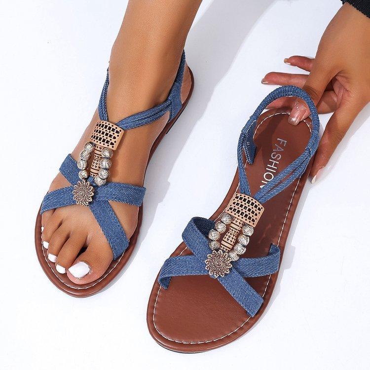 Women Sandals Summer Bohemia Style Sandals Women Soft Bottom Low Heels Shoes Woman Non-slip Summer Shoes Sandalias De Mujer