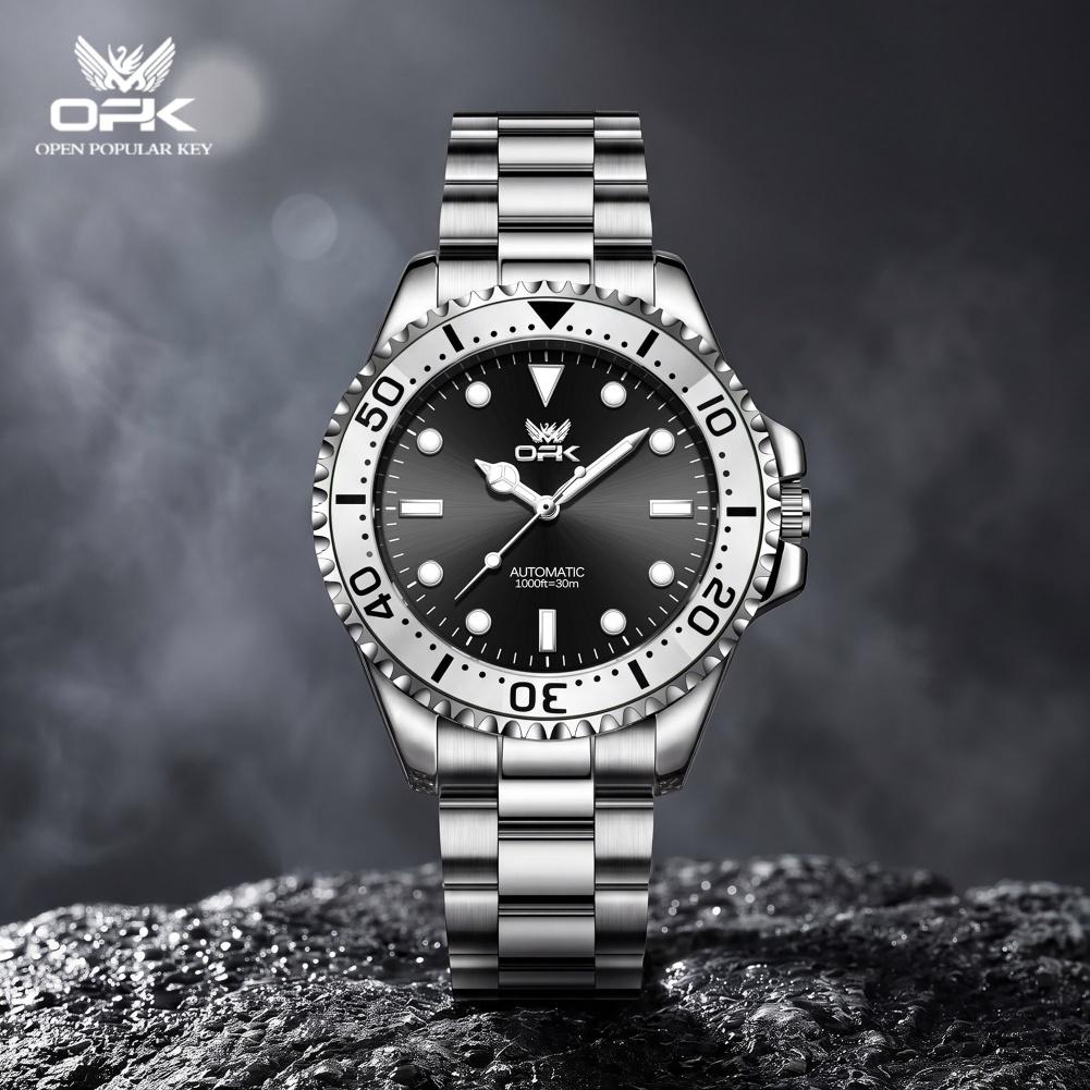 OPK Green Water Ghost Men's Automatic Mechanical Watch Steel Strip Waterproof Hollow out Night Light 6104