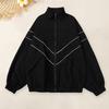 Men Spring Autumn Jacket Coat Stand Collar Long Sleeve Solid Color Reflective Striped Jacket Streetwear