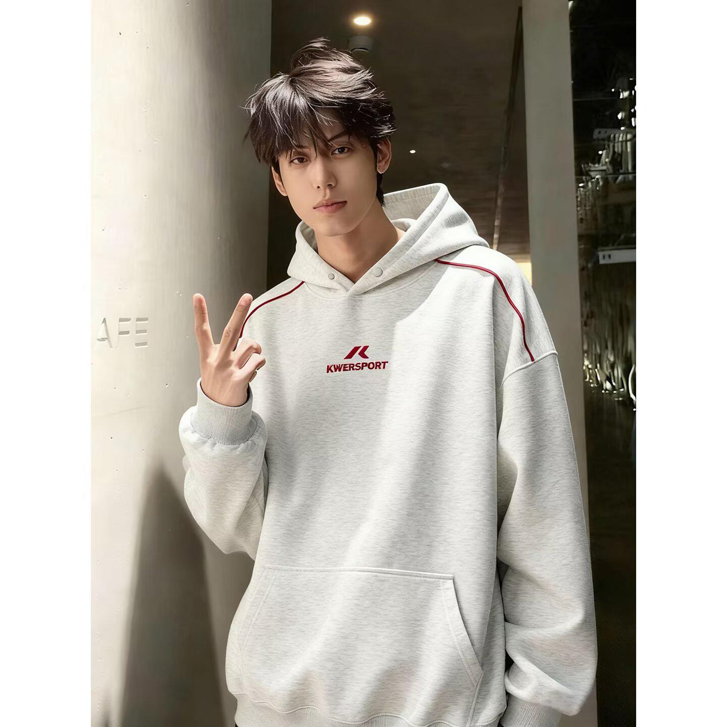 Men s Trendy Hooded Sweatshirt: Autumn/Winter Loose Pullover Hoodie Top Extra Large (XL)