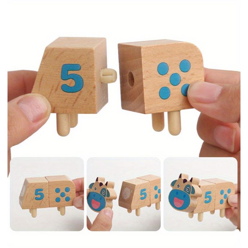 Wooden Cow Number Matching Toy Animal Stacking Toys for Toddlers Montessori Color Sensory Fine Motor Skill Math Educational Toys