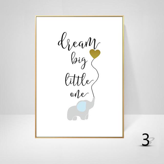 Ins Fresh Style Modern Cartoon Elephant Rabbit Sheep Room Decorative HD Hanging Painting Cuadros Decoracion Salon Canvas Art