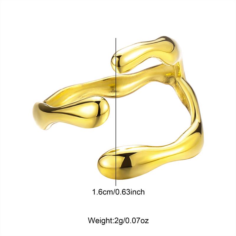 Euro-American Geometric Asymmetric Stainless Steel Crossover Ring